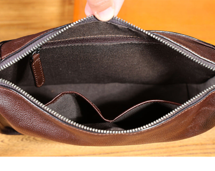 Men's Vintage Messenger Bag - Handmade Full-Grain Vegetable-Tanned Leather Messenger Bag-Messenger Bags-Coffee-Free Shipping Leatheretro