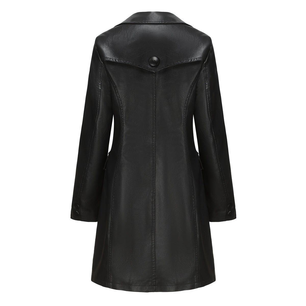 Women Long Sleeves Faux Leather Coat-black-S-Free Shipping Leatheretro
