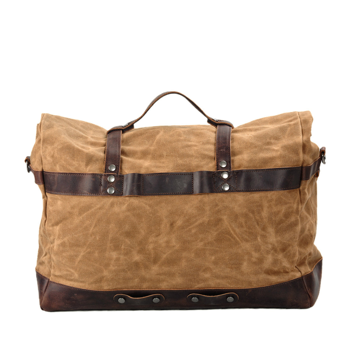 Large Capacity Vintage Waxed Canvas Travel Tote Bag-khaki-Free Shipping Leatheretro