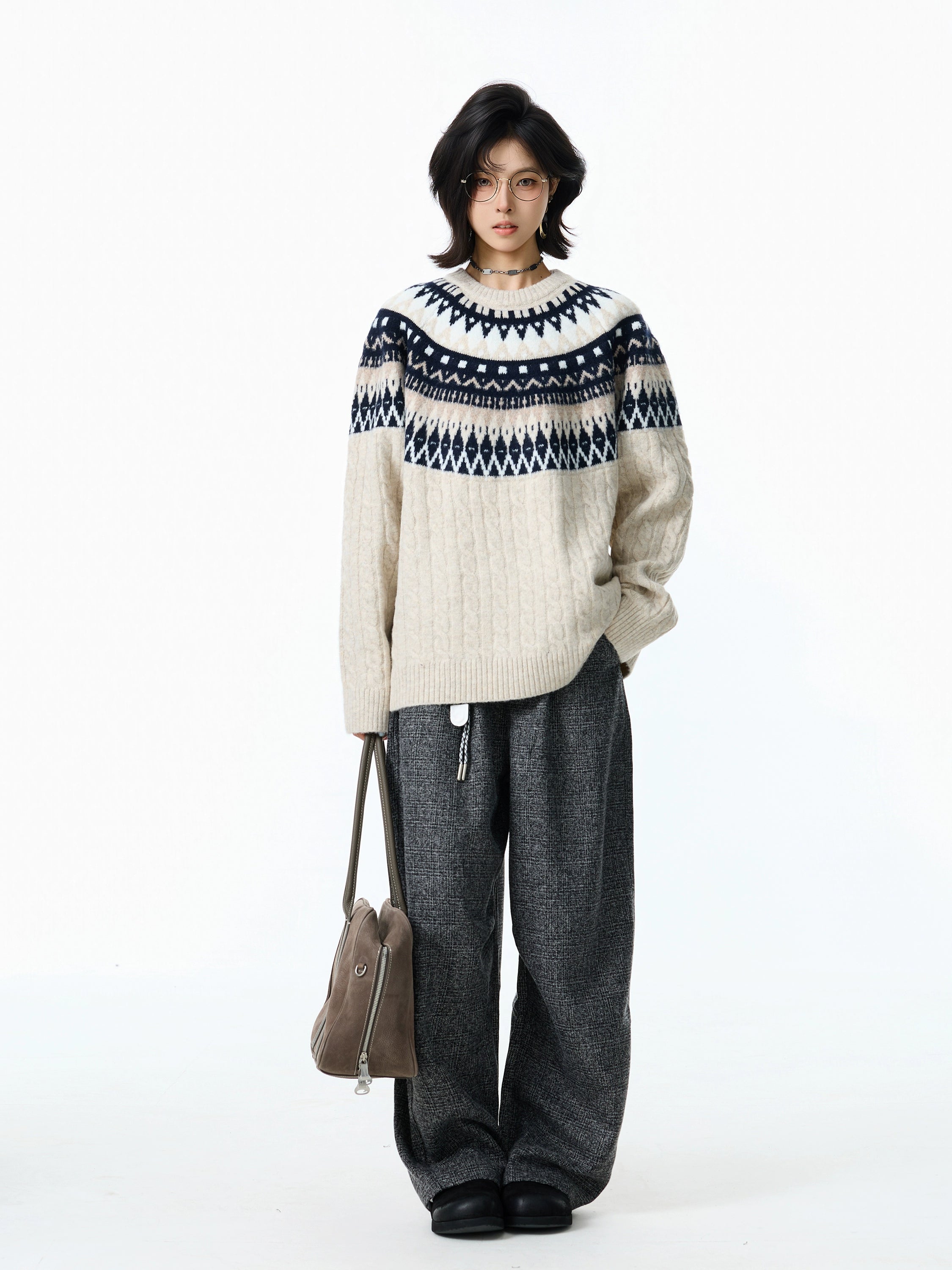 BFLC Cozy Winter & Fall Loose Pullover Knit Sweater-Apricot-M-Free Shipping Leatheretro