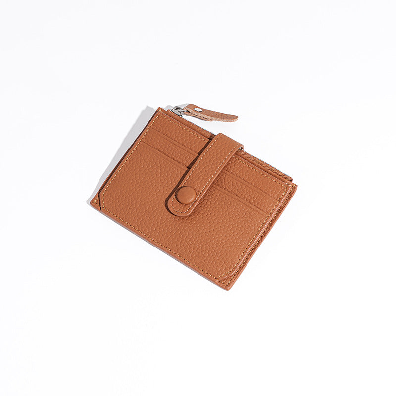 Multi-Pocket Zipper Leather Card Holder-Leather Card holder-Brown-Free Shipping Leatheretro