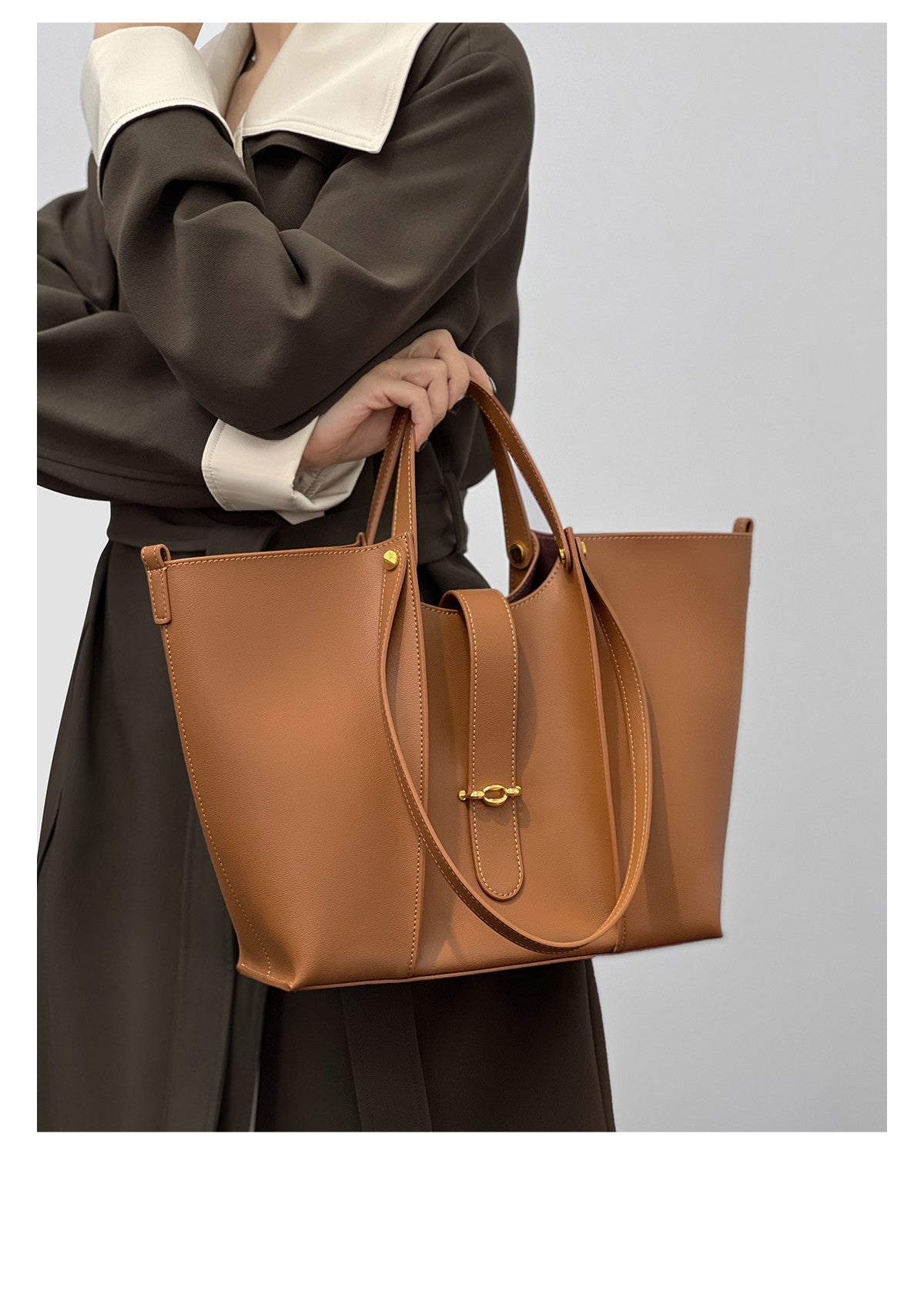 Stylish Leather Large Tote Bag for Women-Handbags-Brown-30*11*26cm-Free Shipping Leatheretro