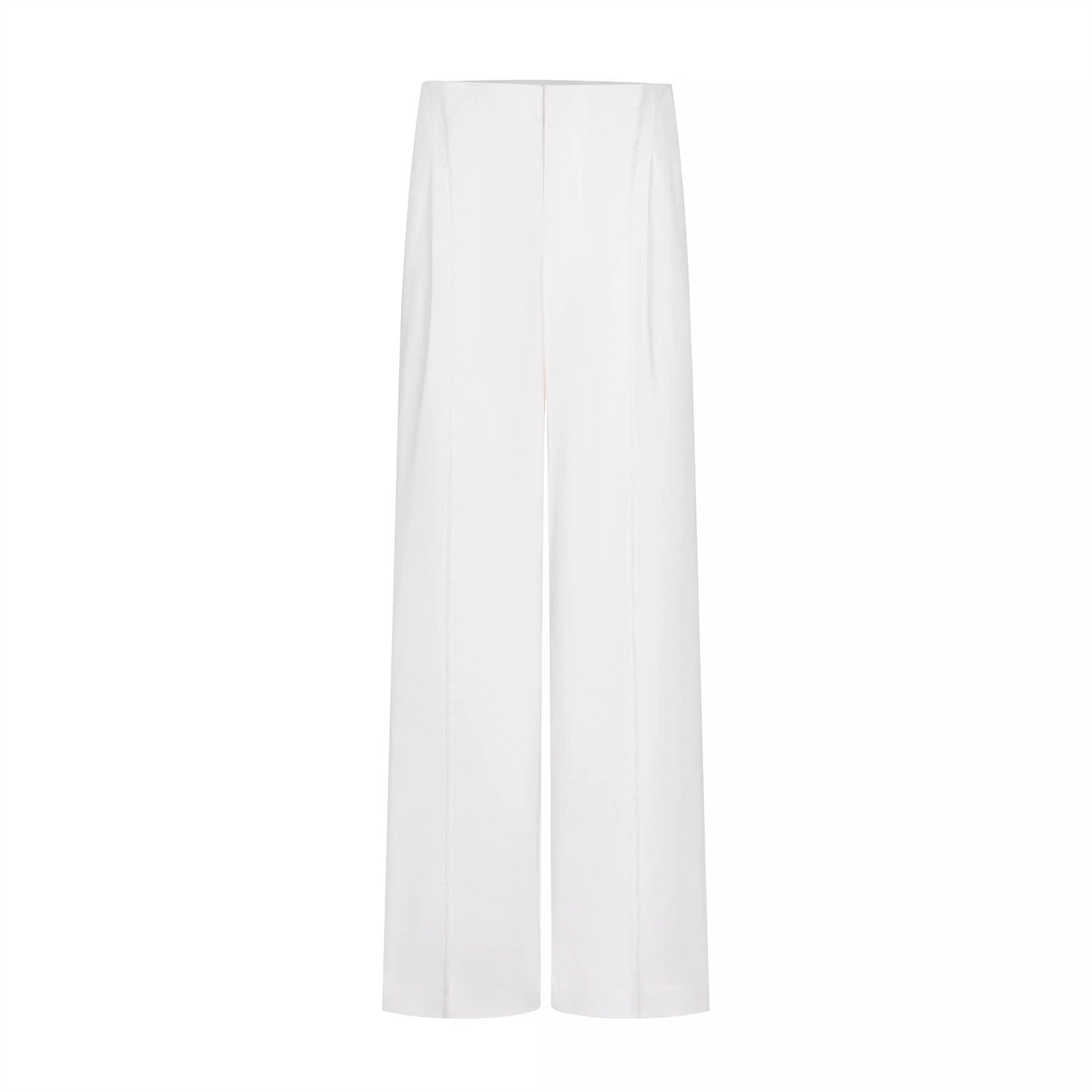 TIWILLTANG Classic Raw Edge Straight-Leg Trousers-Pants-S / 28-31”-White-Free Shipping Leatheretro