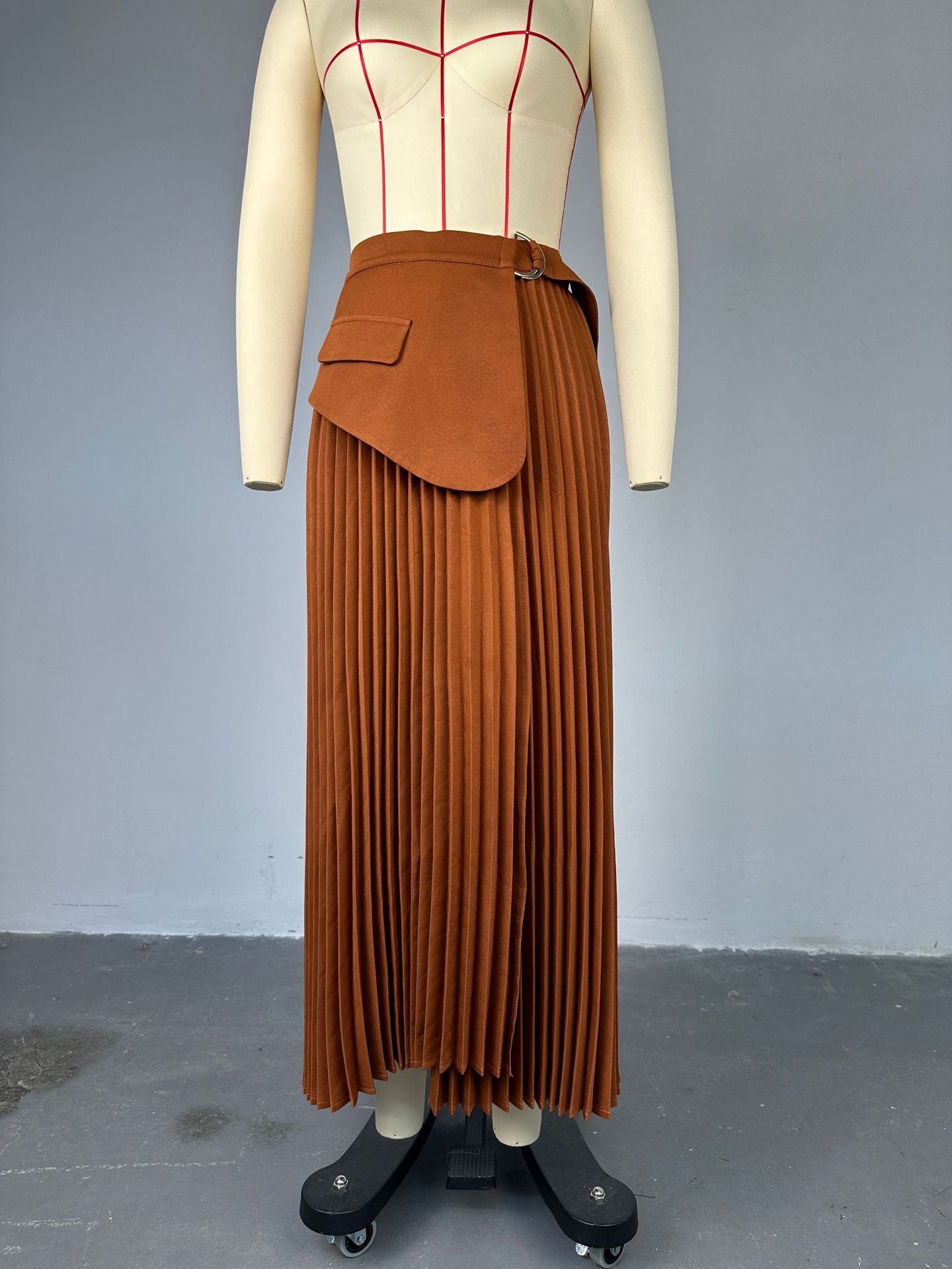 Designed Summer High Waist Irregular A Line Skirts-Skirts-Brown-S-Free Shipping Leatheretro