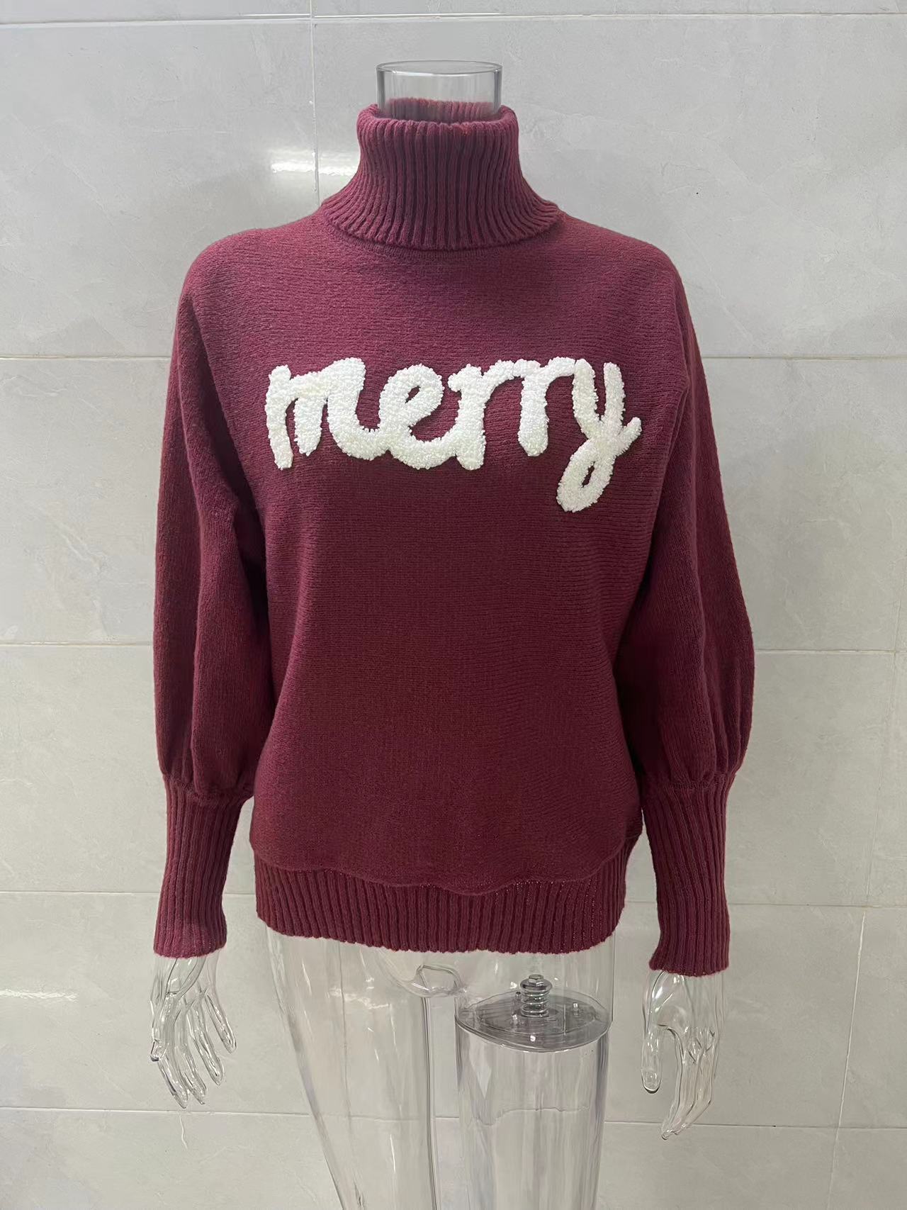 Casual High Neck Winter Loose Knitted Sweaters-Sweater&Hoodies-Red-S-Free Shipping Leatheretro