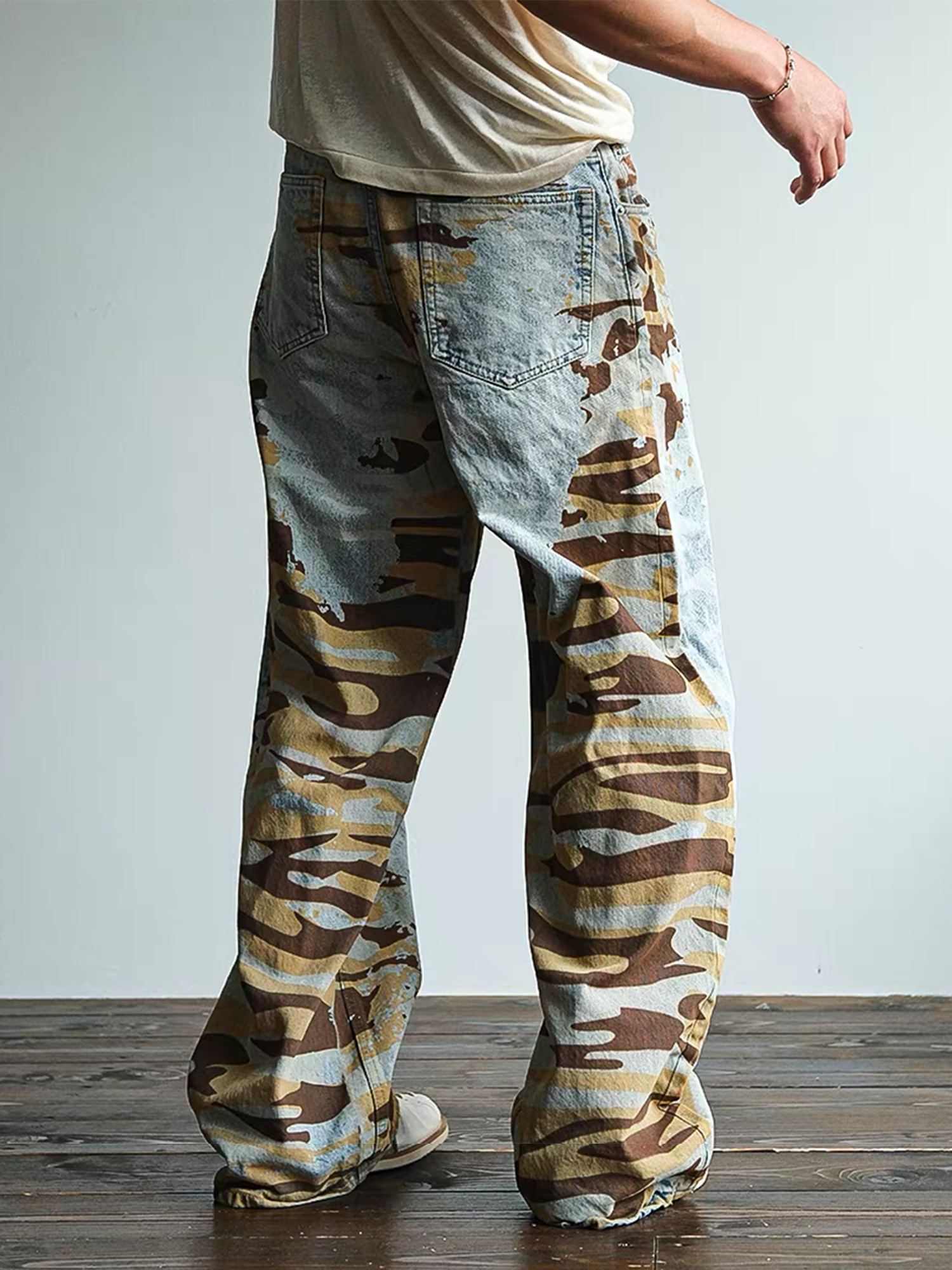NEIGBORL Retro Washed Camo Jeans-Jeans-S / 30"-Free Shipping Leatheretro