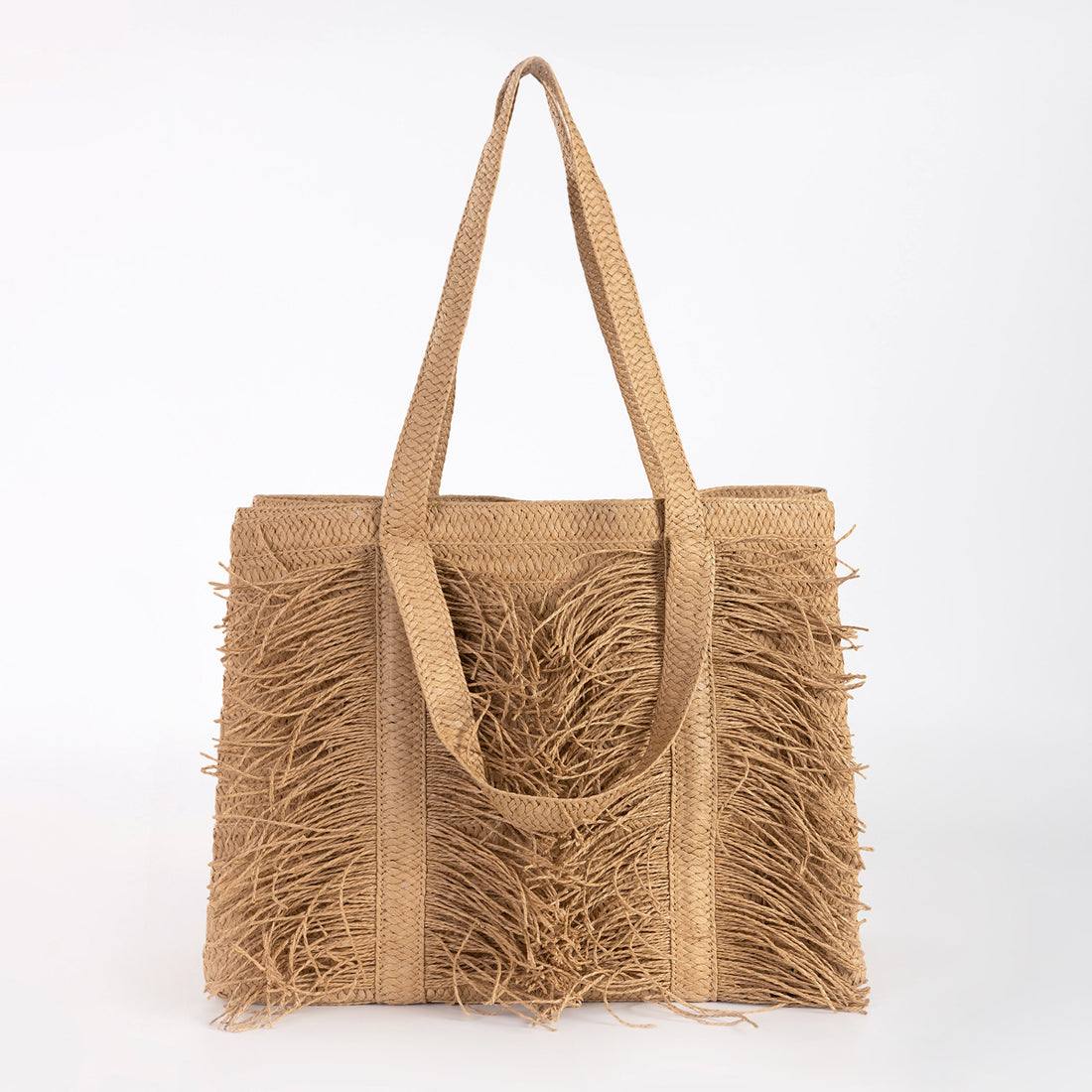 Handwoven Straw Women's Tote Bag Boho Beach Bag-apricot-Free Shipping Leatheretro