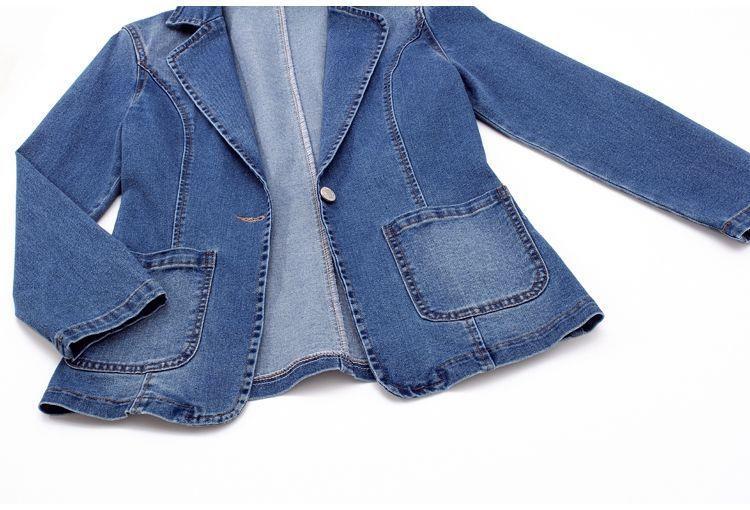 Fashion Spring Denim Blazer Jacket-Outerwear-blue-M Under 45kg-Free Shipping Leatheretro