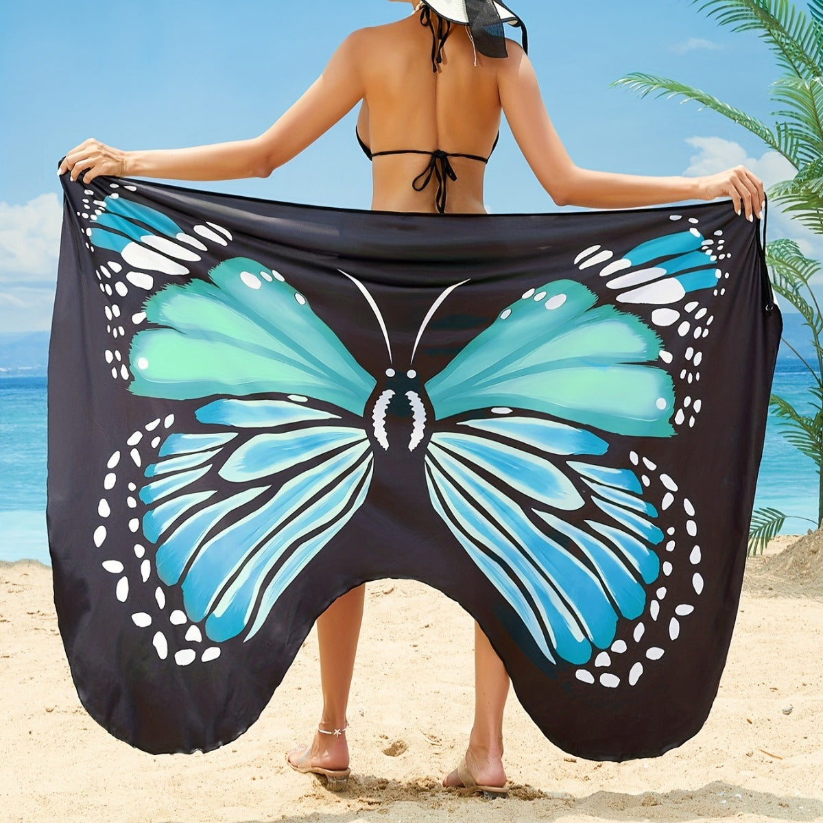 Sexy 3D Floral Butterfly Summer Beach Dresses-Swimwear-Black-S-Free Shipping Leatheretro