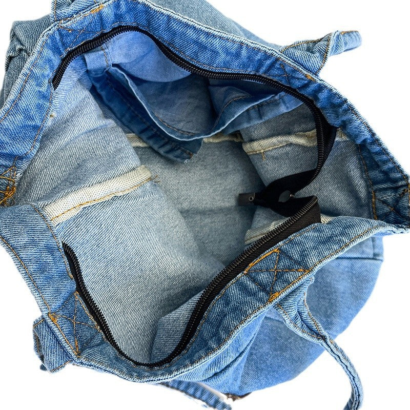 Denim Tote Bag for Women-Canvas Bag-Dark Blue-Free Shipping Leatheretro