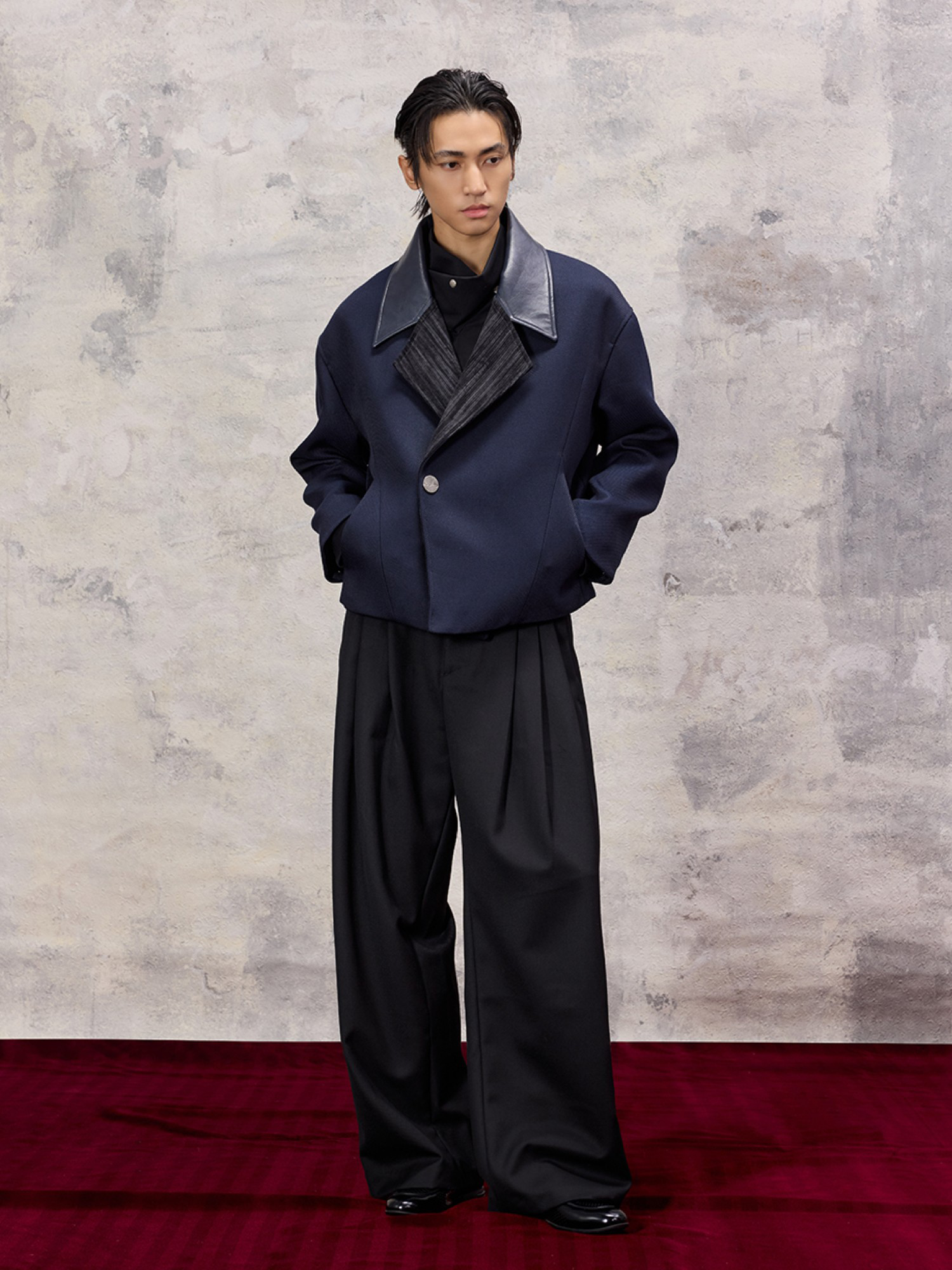 ALVNG AR ANTS Structured Wool-Blend Paneled Collar Jacket-Jacket-S-Free Shipping Leatheretro