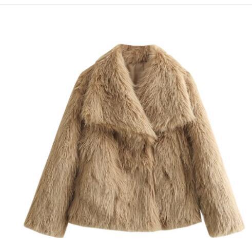 Fashion Artificial Fox Fur Winter Women Jacket Coats-Coats & Jackets-Camel-XS-Free Shipping Leatheretro