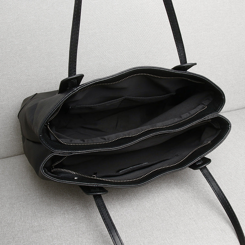 Women Genuine Leather Large Capacity Stylish Handbag for Work & Commute-black-Free Shipping Leatheretro