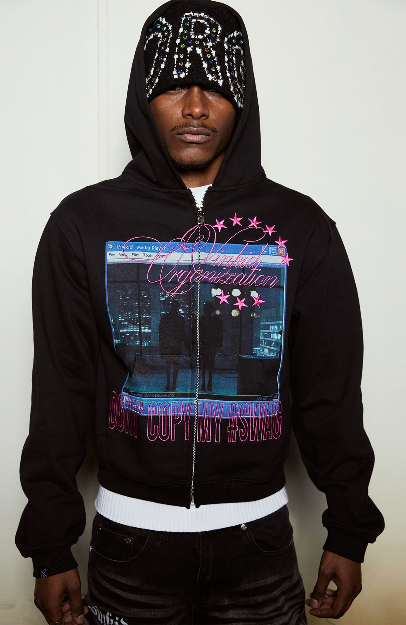 VINKID Embroidered Graphic Zip-Up Hoodie-Jacket-S-Free Shipping Leatheretro