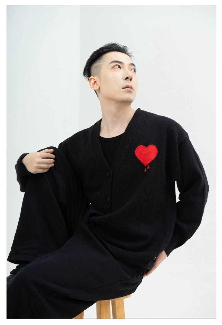 CLP Butterfly Love Beaded Cardigan - Oversized Knit Sweater-Black-Short- Three Buttons-Free Shipping Leatheretro