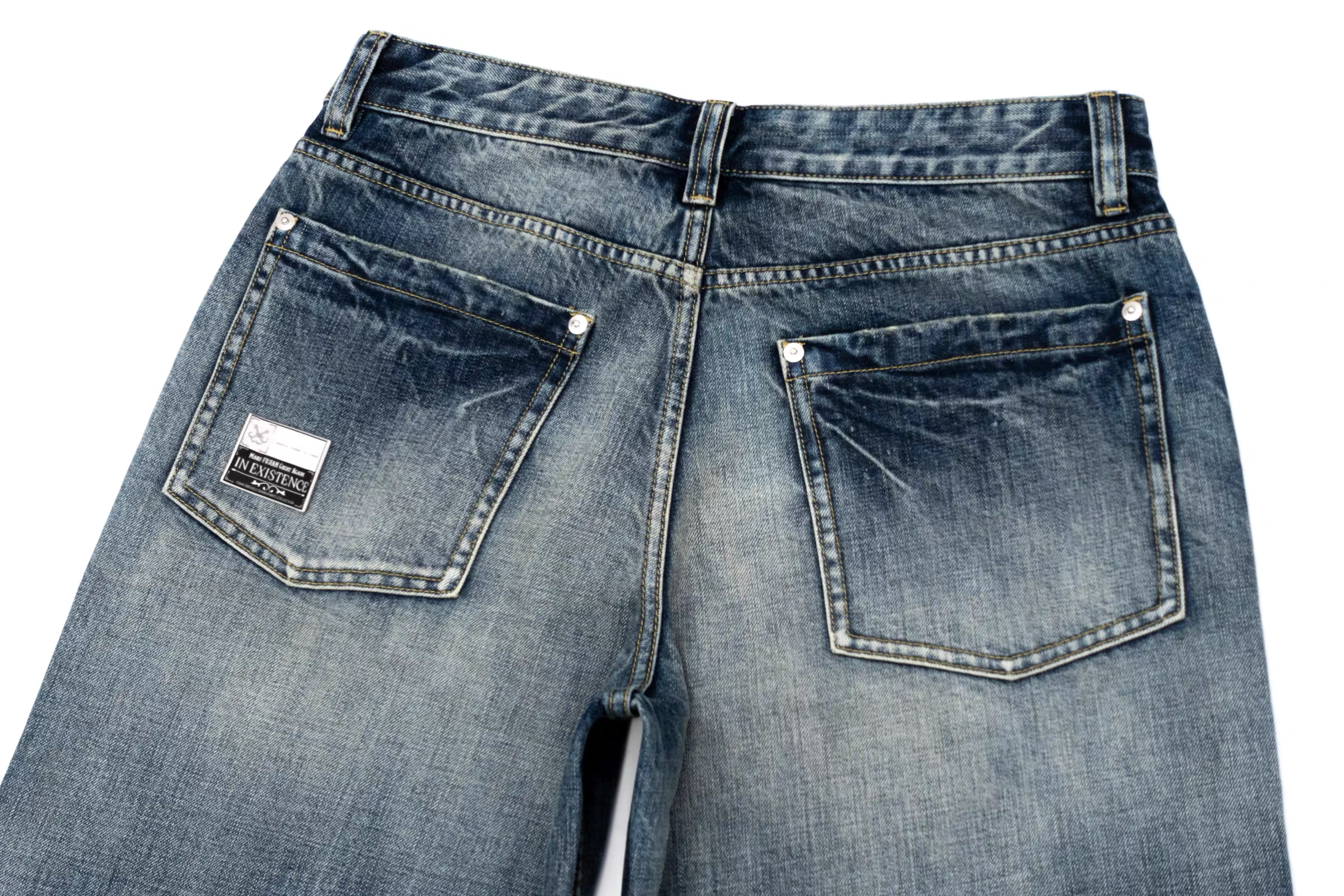 IN EXISTENCE x i Washed Lightning Fade Wide-Leg Jeans Blue-Jeans-XS (0) (Preorder)-Free Shipping Leatheretro