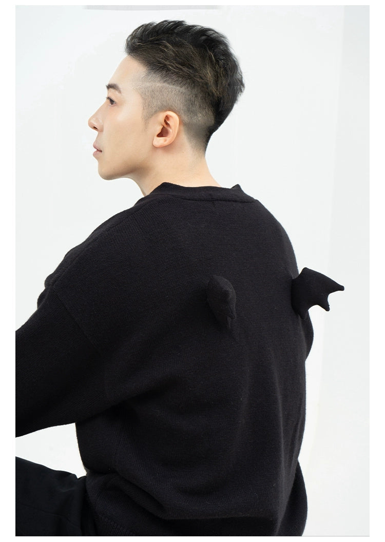 CLP Butterfly Love Beaded Cardigan - Oversized Knit Sweater-Black-Short- Three Buttons-Free Shipping Leatheretro