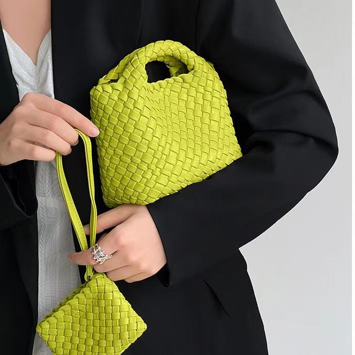 Handwoven Mini Bag – Stylish Tote Handbag-Fruit Green-Free Shipping Leatheretro