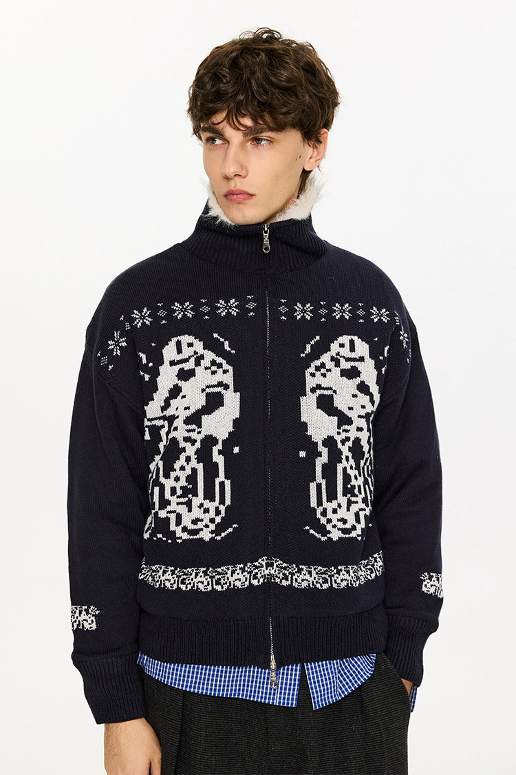 KREATE Women's Plush Knit Jacket with Dyed Tip Fur-Black-S-Free Shipping Leatheretro