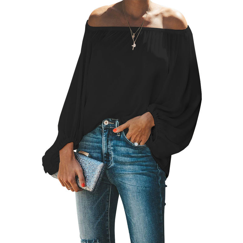 Casual Off The Shoulder Long Sleeves Blouses Shirts-Shirts-Black-S-Free Shipping Leatheretro