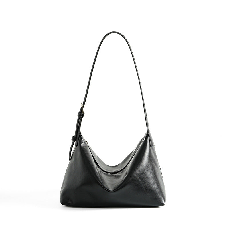 Vintage Full-Grain Vegetable-Tanned Leather Crossbody Hobo Bag-Shoulder Bags-Baroque brown-Free Shipping Leatheretro