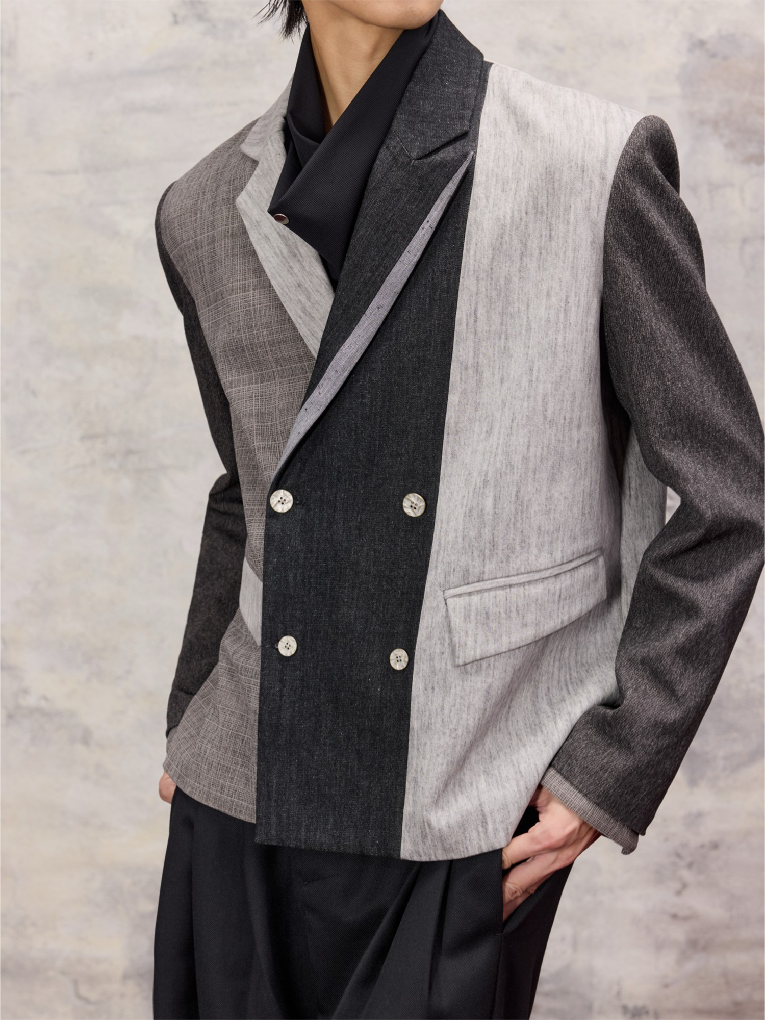 ALVNG AR ANTS Asymmetric Patch Double-Lapel Blazer-Jacket-S-Free Shipping Leatheretro