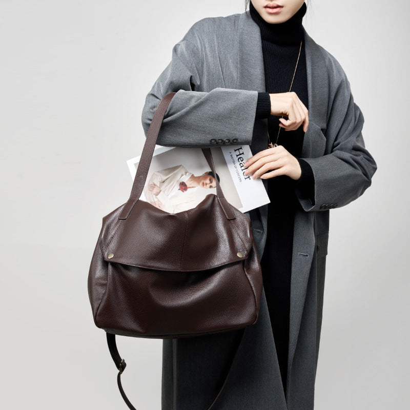 Oversized Genuine Leather Tote Bag-Handbags-Black-36*13*32cm-Free Shipping Leatheretro