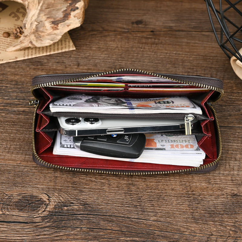 Genuine Leather Women's Clutch-Handbags, Wallets & Cases-Blue-Free Shipping Leatheretro