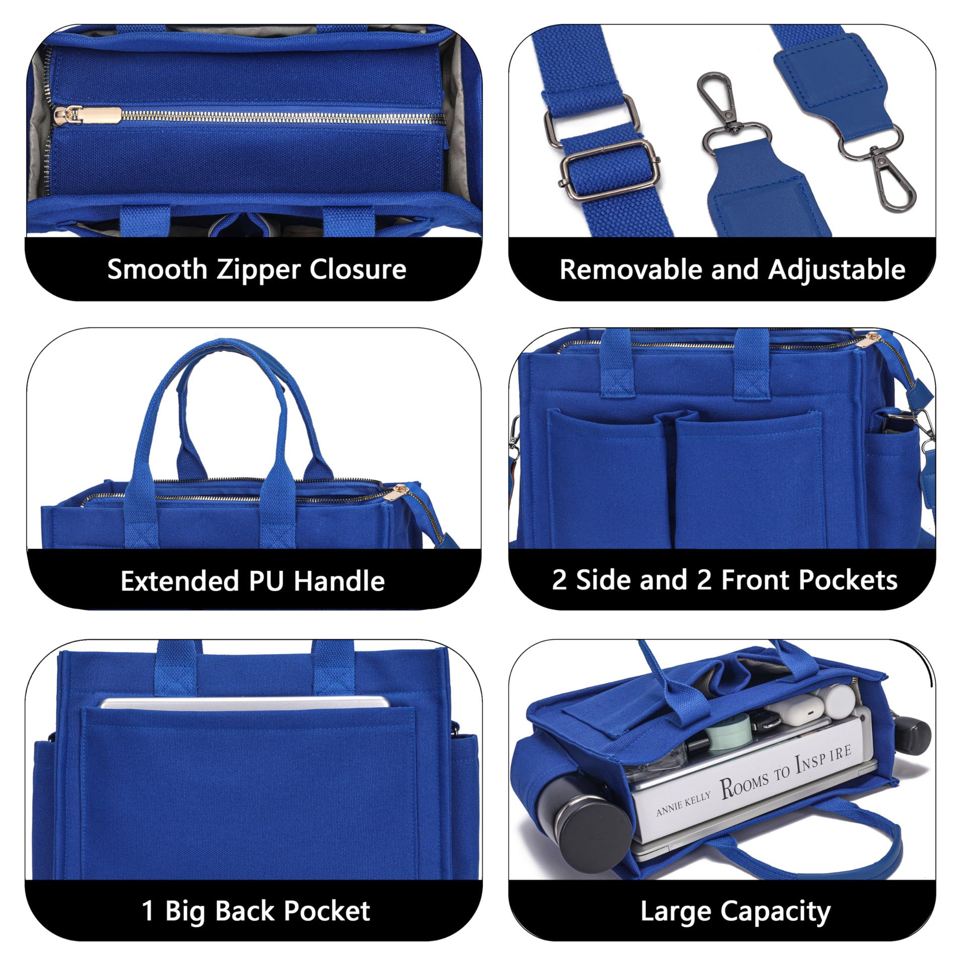 Large Canvas Tote Bag Laptop Crossbody Bag, Spacious Mom Diaper Bag-Canvas Bag-Black-A-Free Shipping Leatheretro