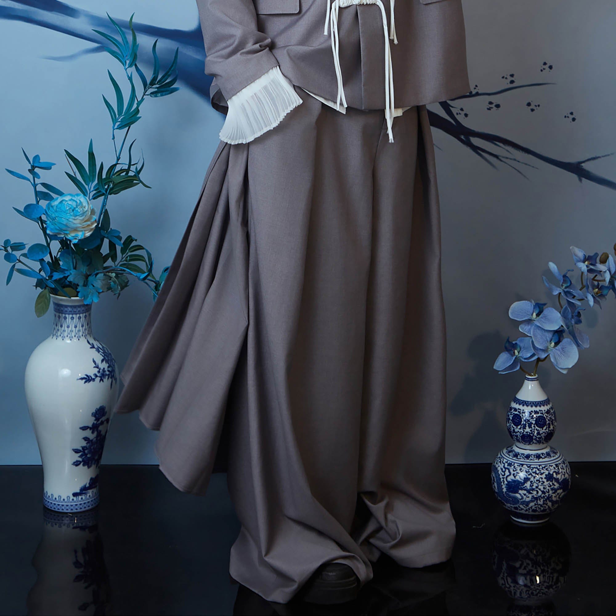 JIECHI Layered Draped Wide-Leg Pants-Pants-M-Free Shipping Leatheretro