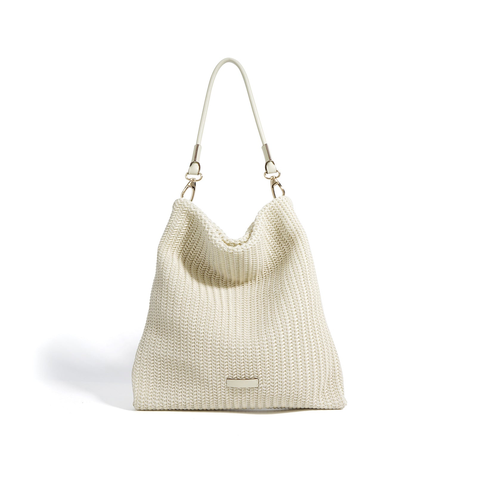 Women's Summer Knit Tote Bag – Large Capacity Minimalist Shoulder Bag for Work-Leather Tote Bags-beige-Free Shipping Leatheretro