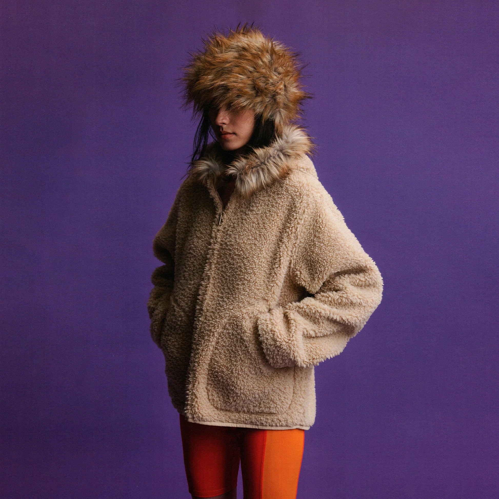 URBAN+FOREST Faux Fur Trim Sherpa Wool-Blend Hooded Jacket-Jacket-S-Beige-Free Shipping Leatheretro