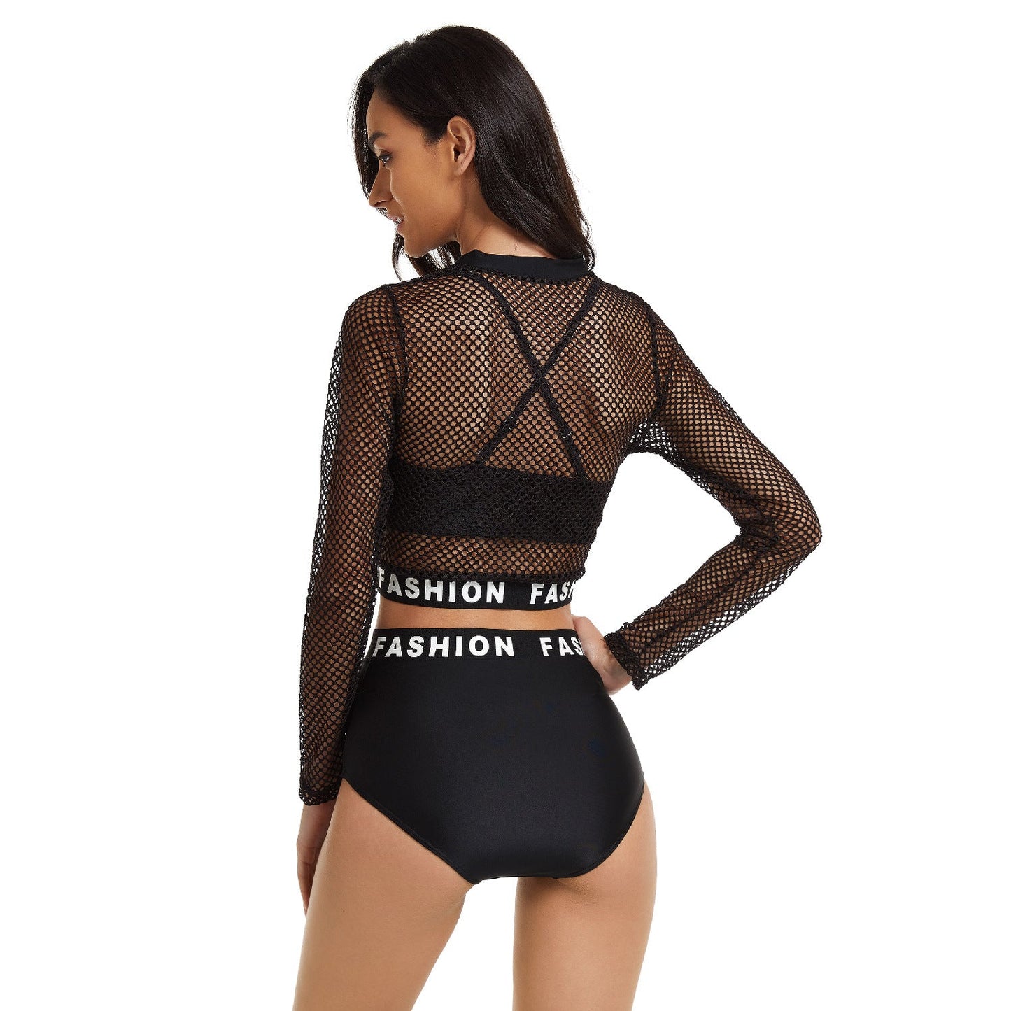 Sexy Long Sleeves 3pcs Swimsuits for Women-Swimwear-Black-3pcs/Set-S-Free Shipping Leatheretro