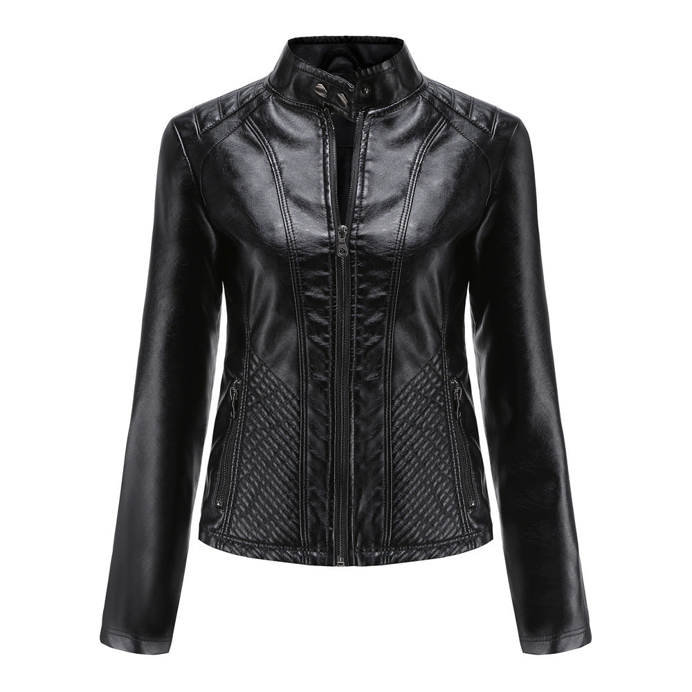 Women's Casual Faux Leather Jacket-black-EU(XS)-Free Shipping Leatheretro