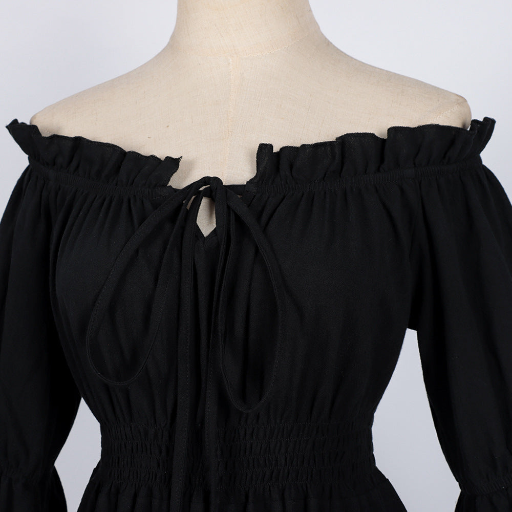 Medieval Vintage Royal Court Dress-Black-S-Free Shipping Leatheretro