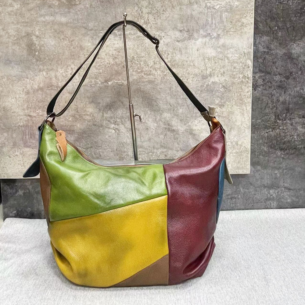 Large Genuine Leather Crossbody Sling Bag-Colorful-Free Shipping Leatheretro