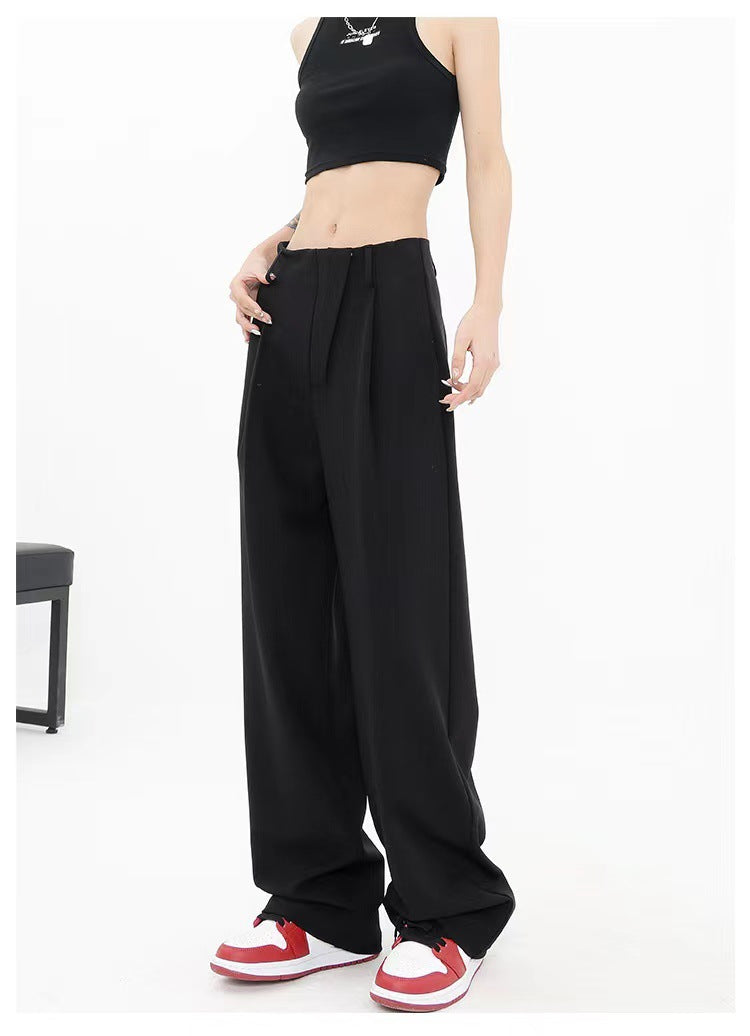 Designed Women Fall Straight Wide Legs Pants-Pants-Black-S-Free Shipping Leatheretro