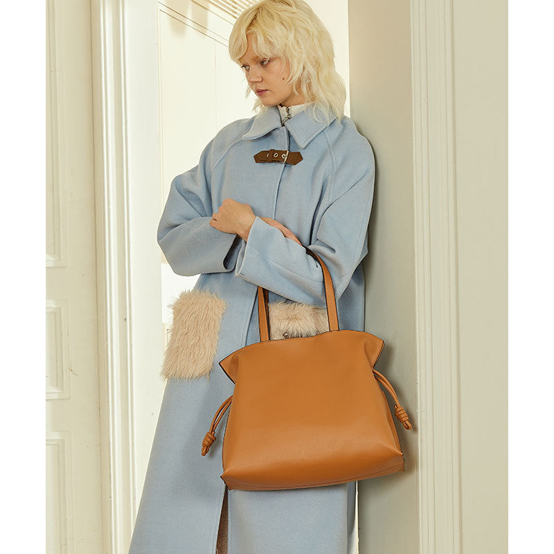 Stylish Genuine Leather Shoulder Bag-Handbags-Light Brown-Free Shipping Leatheretro