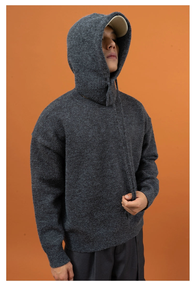 CLP Unisex Split Hoodie Snood Knit Sweater-Gray-S-Free Shipping Leatheretro