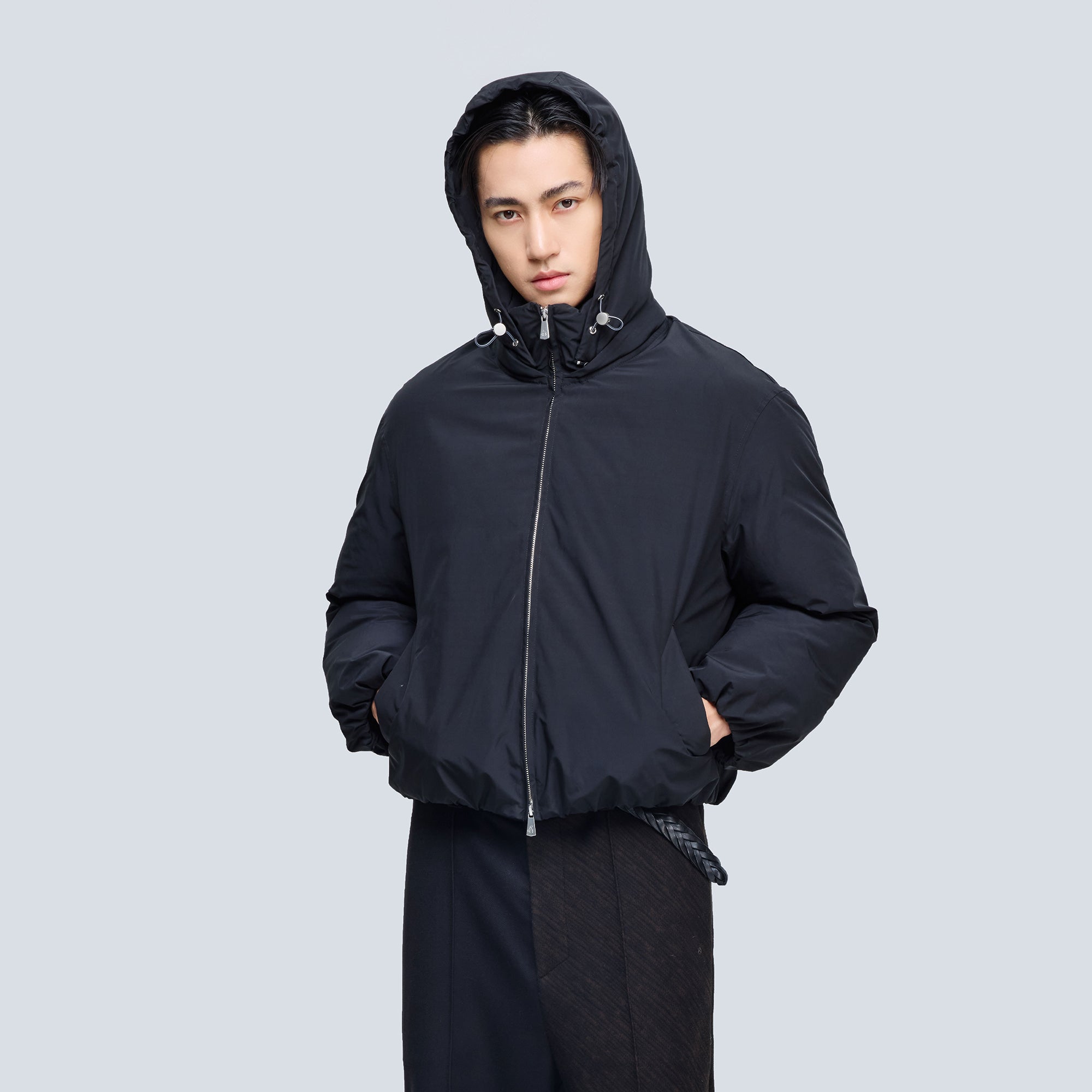 ALVNG AR ANTS Classic Detachable Hood Puffer Jacket-Jacket-S (Preorder)-Light Gray-Free Shipping Leatheretro