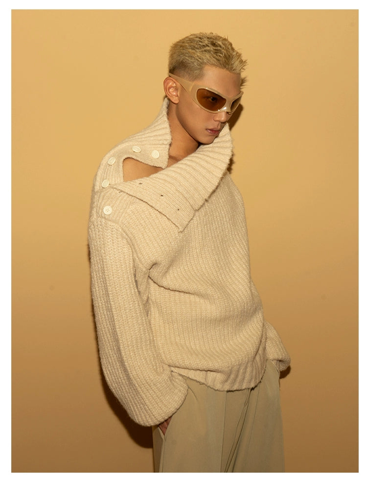 CLP Men's Apricot Cable-Knit Turtleneck Sweater-Apricot-S-Free Shipping Leatheretro