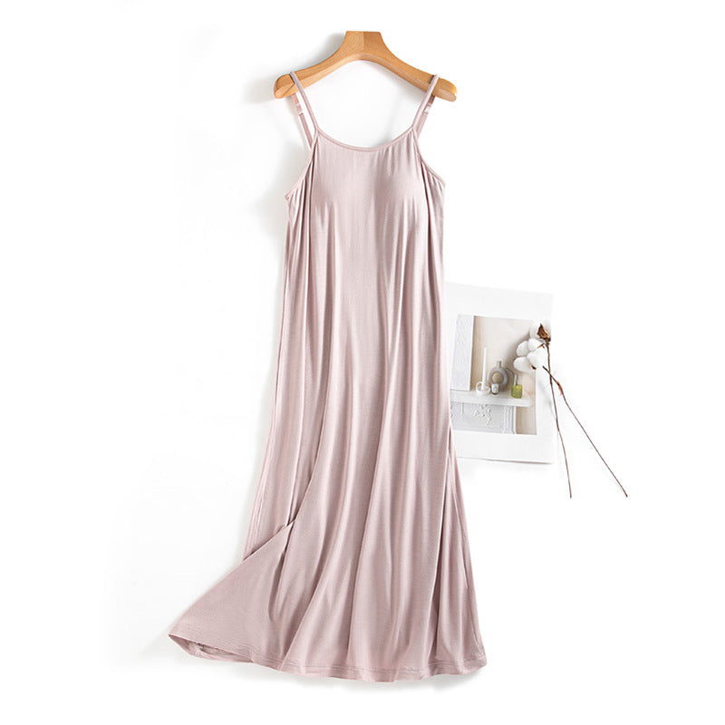 Casual Summer Built in Bra Tank Top Sleep Dresses-Sleepwear & Loungewear-Purple-M 45-55 kg-Free Shipping Leatheretro