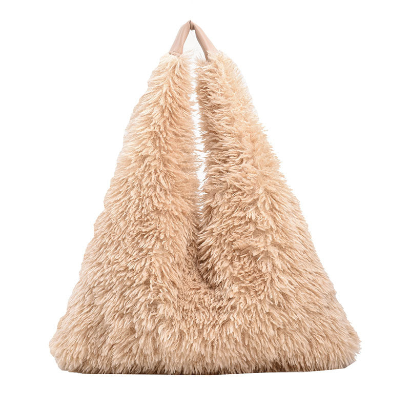 Fall/Winter Large Fluffy Tote Bag-black-Free Shipping Leatheretro