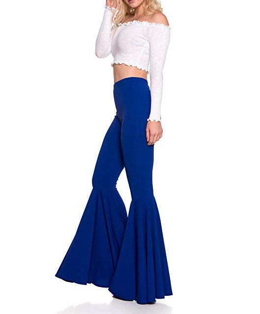 Sexy High Waist Mermaid Flare Pants-Pants-White-S-Free Shipping Leatheretro