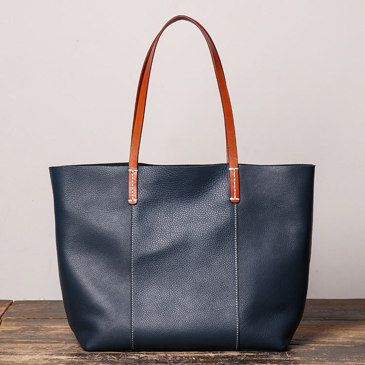 Large Capacity Mother Fashion Leather Tote Bag-Tote Bag-Blue-Free Shipping Leatheretro