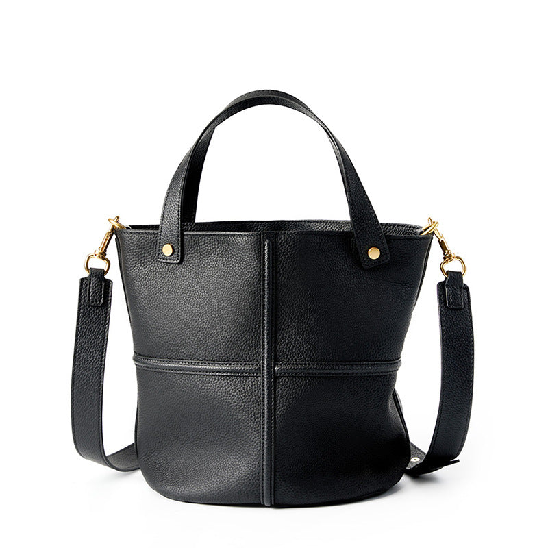 Elegant Genuine Leather Tote Bag-handbags-Black-Free Shipping Leatheretro