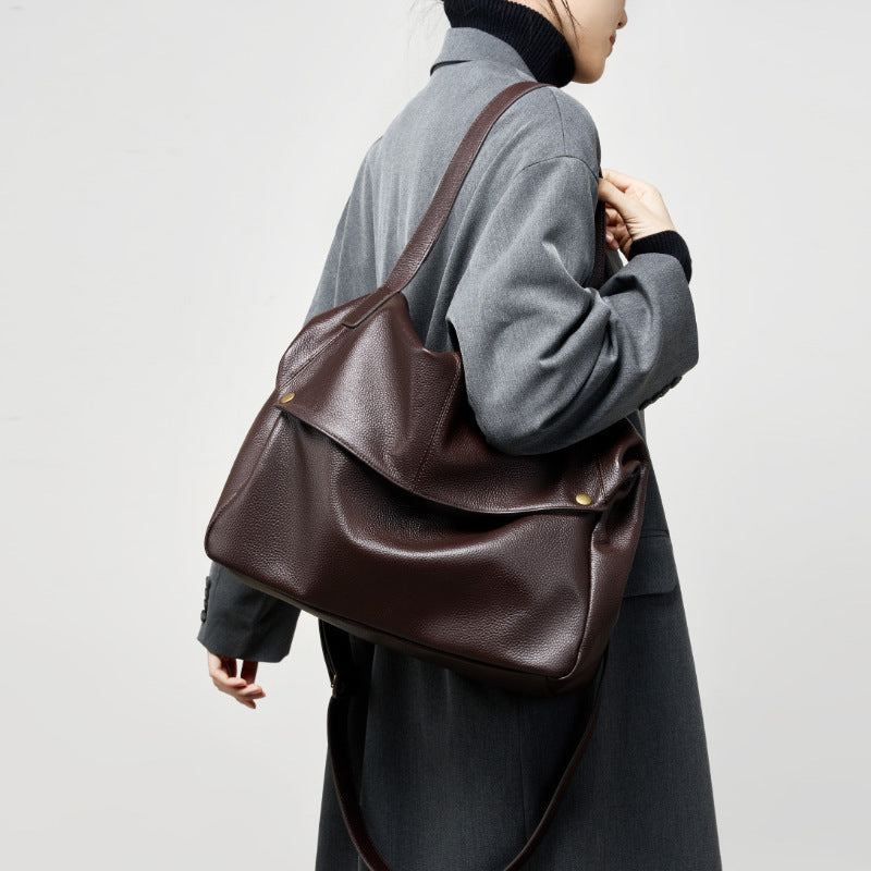 Oversized Genuine Leather Tote Bag-Handbags-Black-36*13*32cm-Free Shipping Leatheretro