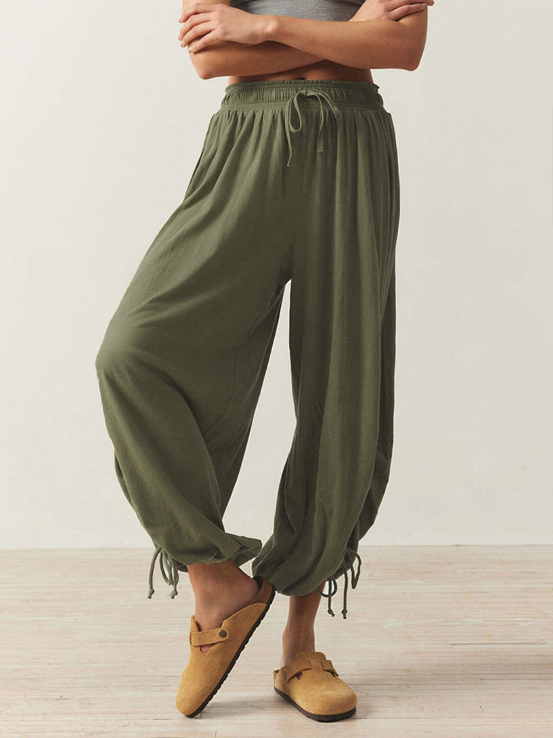 Casual Summer Drawstring Women Pants-Pants-Army Green-S-Free Shipping Leatheretro