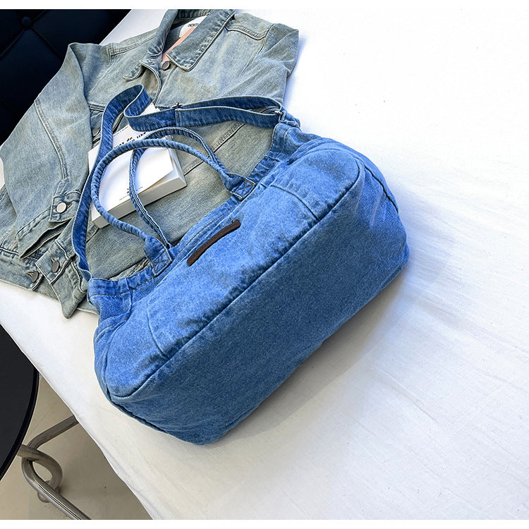 Denim Tote Bag for Women-Canvas Bag-Dark Blue-Free Shipping Leatheretro