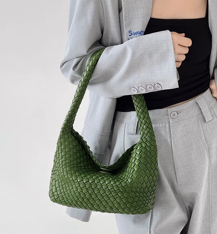 Handwoven Faux Leather Women's Bag – Stylish Crossbody Handbag-Avocado green + change purse-Free Shipping Leatheretro